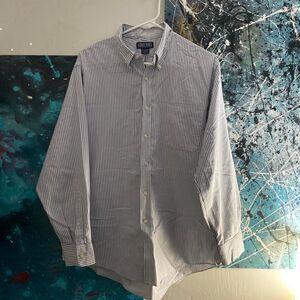 Lands End Men's Blue and White Shirt